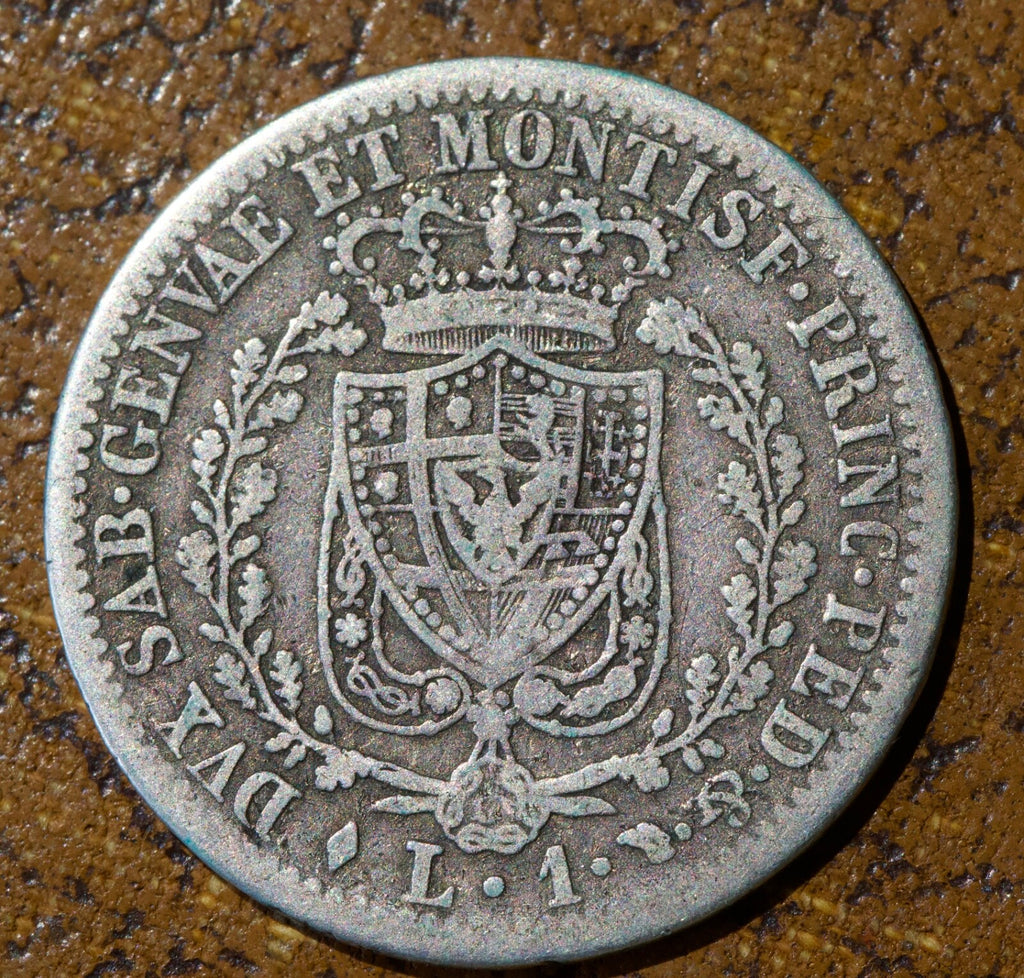 Italy Kingdom Of Sardinia 1827 Silver 1 Lira Carlo Felice1