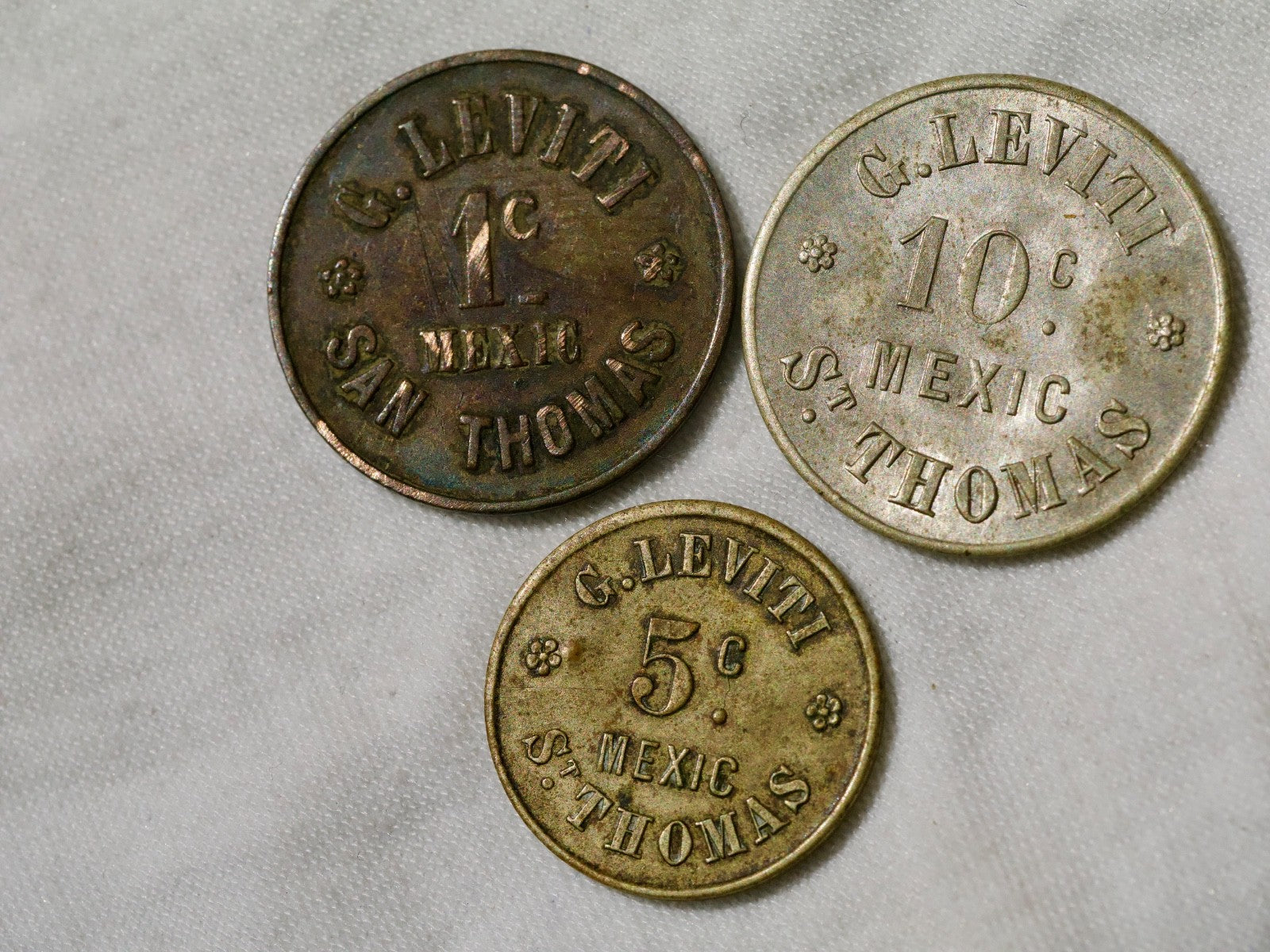 DANISH WEST INDIES Saint Thomas G. Leviti Circa 1890 1 cent, 5 cents, 10 cents0