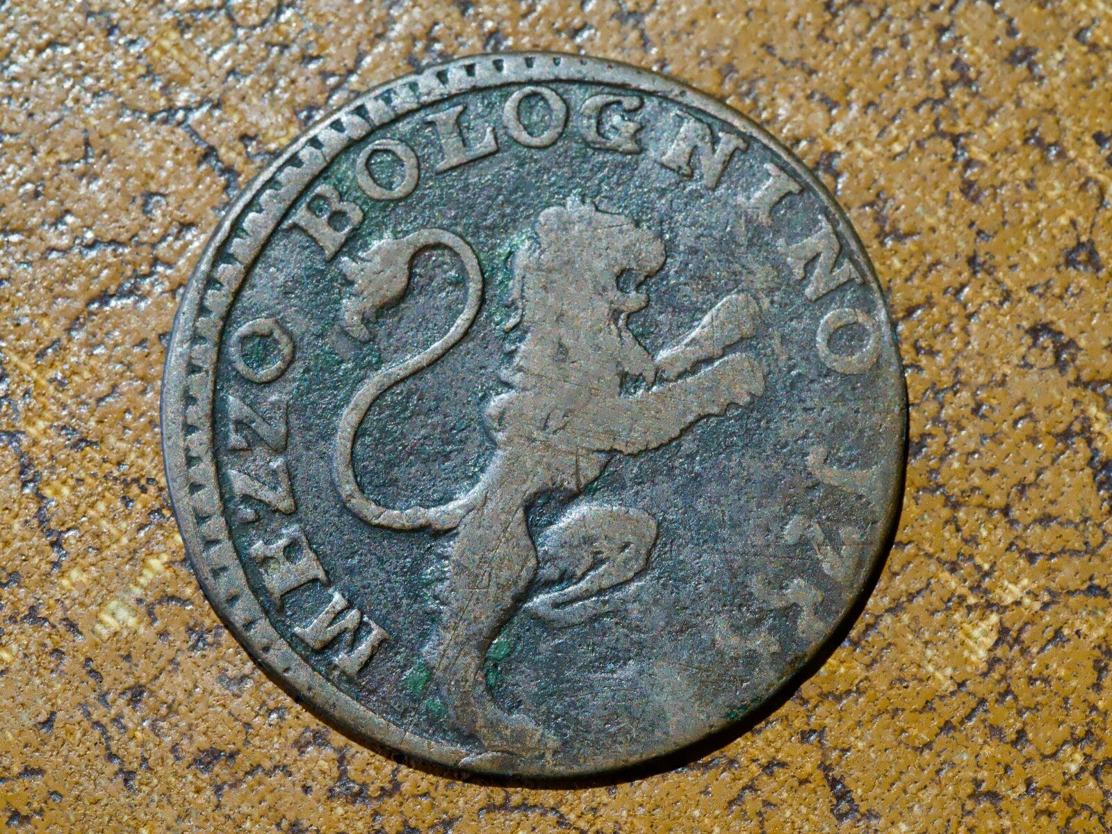 Italy 1755 Papal States Copper Half Bolognino0