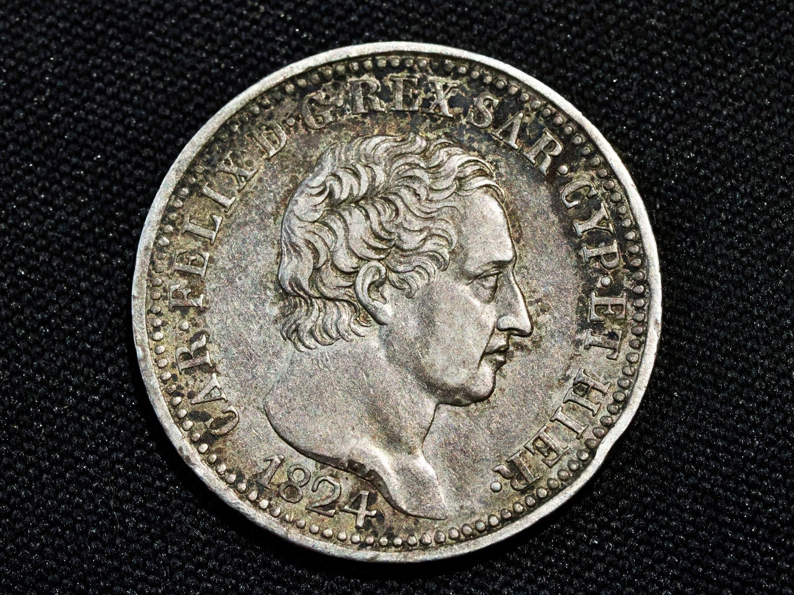 Italy  Sardinia 1 lira 1824L -high grade0