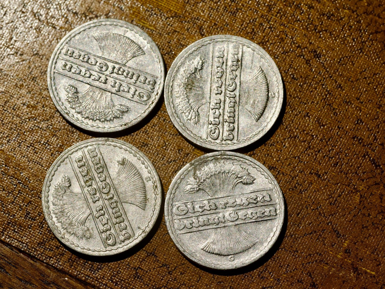 Germany -four  Weimar Republic 50 Pfennigs 1922 A,  D, G and J1
