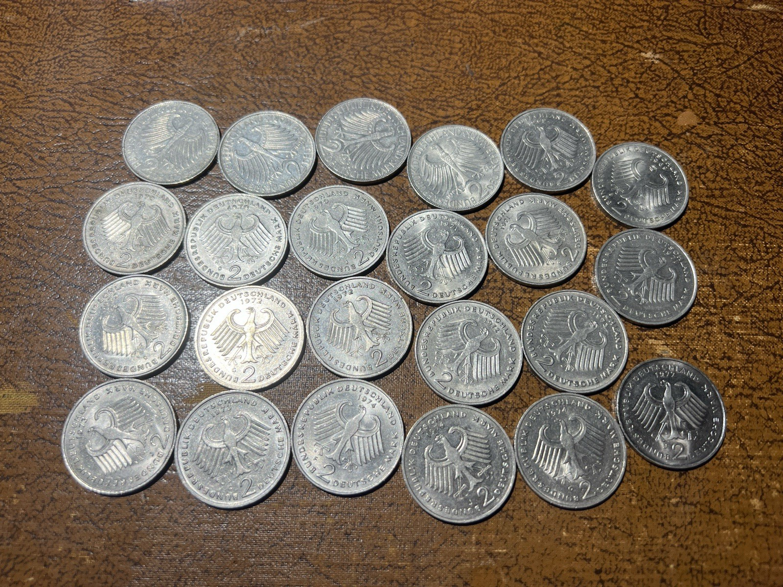Collection of 23 Germany 2 Marks- all different mintmark date combinations.0