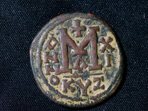 BYZANTINE EMPIRE coin Follis, emperor Justin II with Sophia, Anno 11-Cyzicus