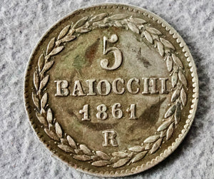Italy 5 Baiocchi 1861 R