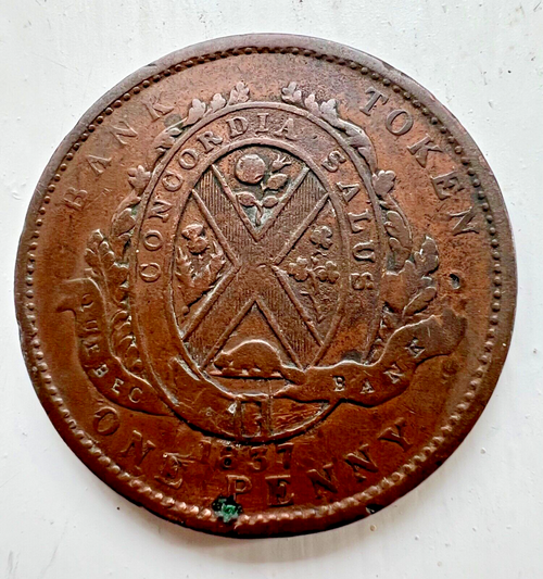 1837 CANADA PENNY BANK TOKEN: PROVINCE DU BAS / DEUX SOUS1
