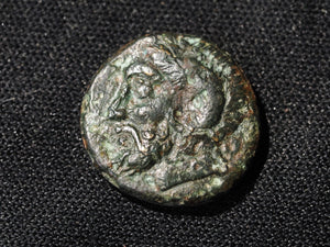 LYDIA, Thyessos. 4th century BC. Æ 16mm Head of Zeus-Ammon left / Star