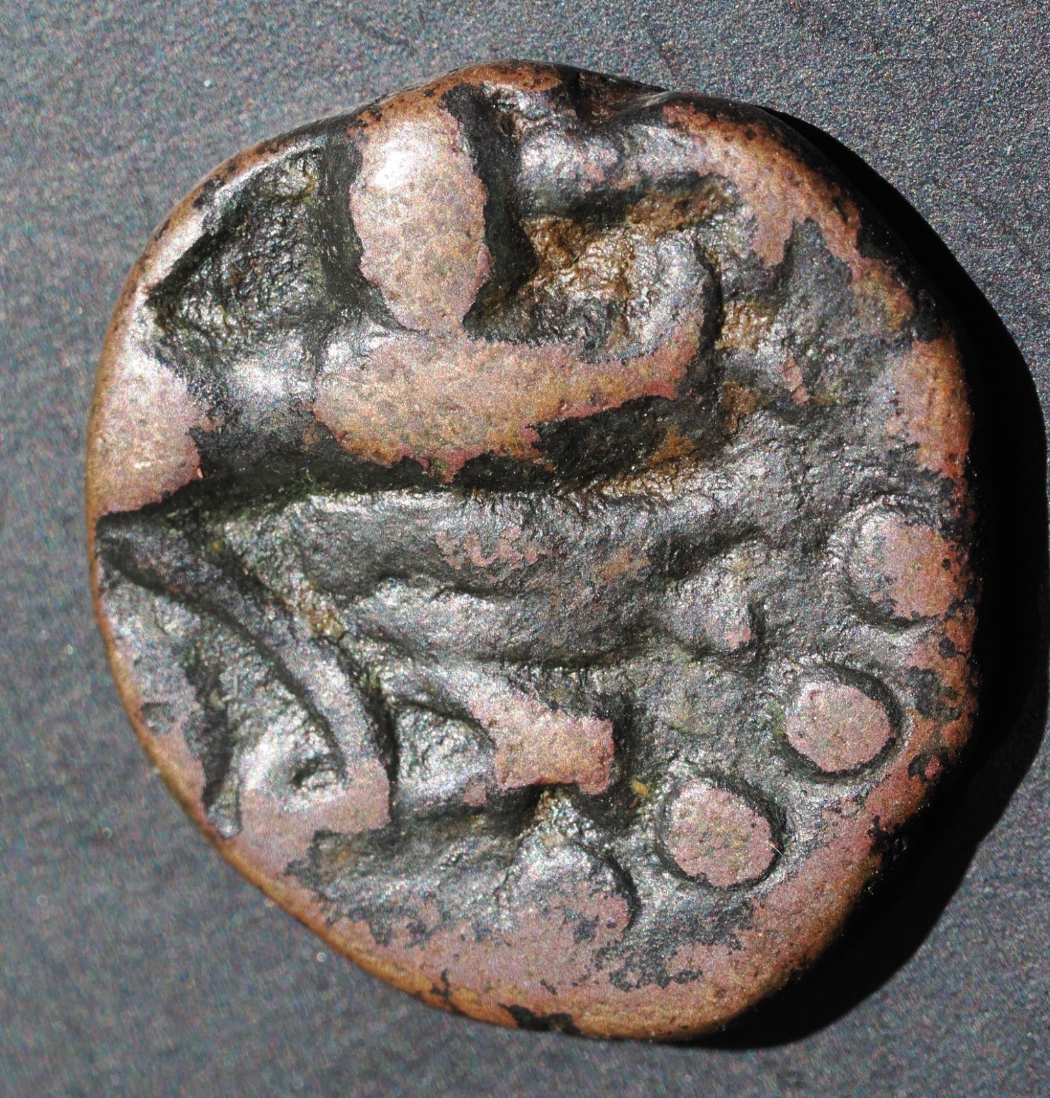 India, Khushan empire bronze. 127-151 AD.  Kanishka standing left 4.76 grams1