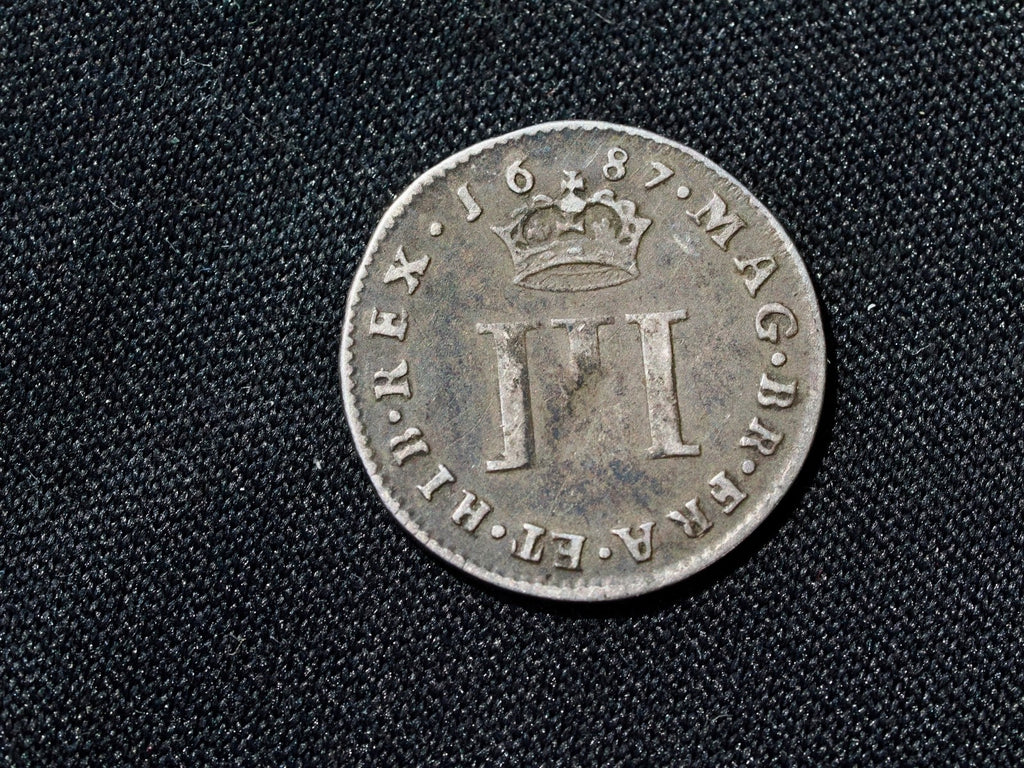 1687 Maundy Three Pence F for E in REX