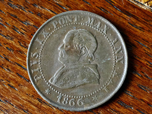 Italy - Papal States - Pius IX - 1 Soldo 1866-XXI R Large Date