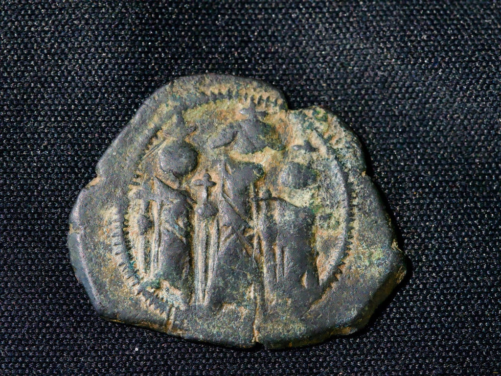 Byzantine follis. Heraclius with Martina and Heraclius Constantine. . AD 610-6411