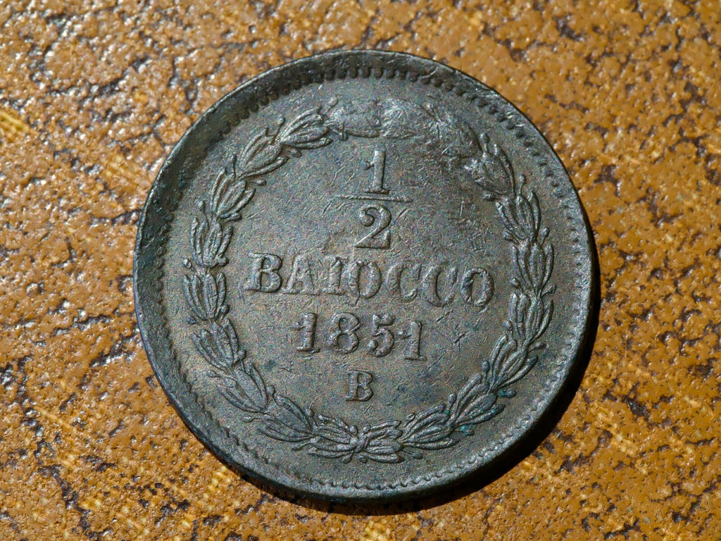 Papal States Vatican 1/2 Baiocco Pius IX 1851 B0