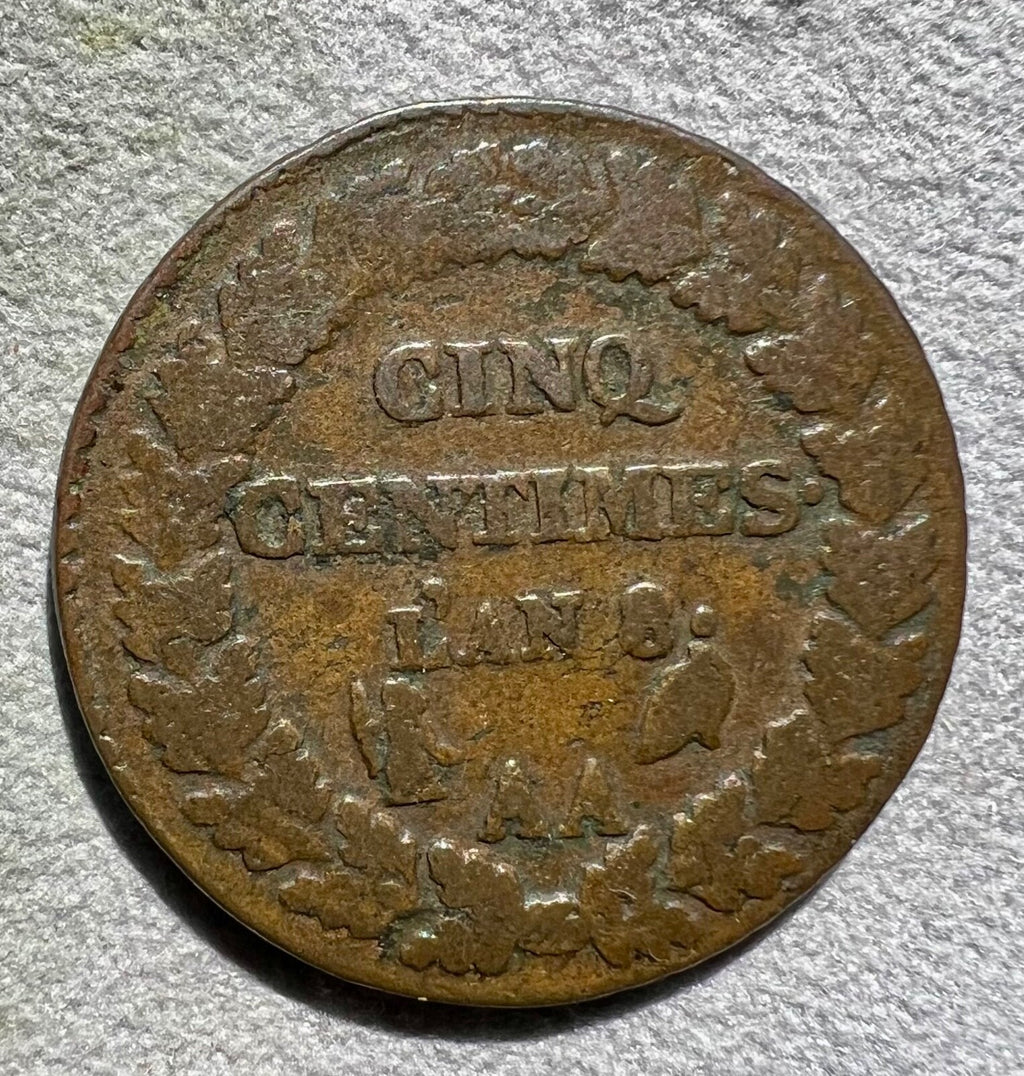 France 5 Centimes L,an 8 AA, Metz0