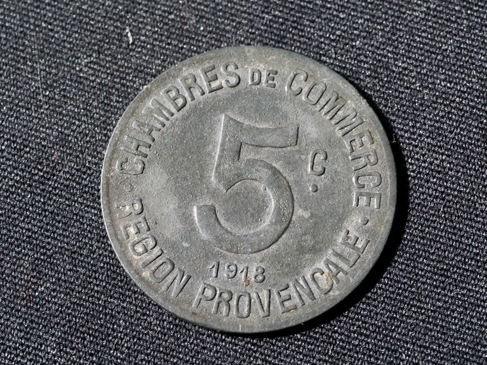 1918 France Regional Province 5 Centimes Token0