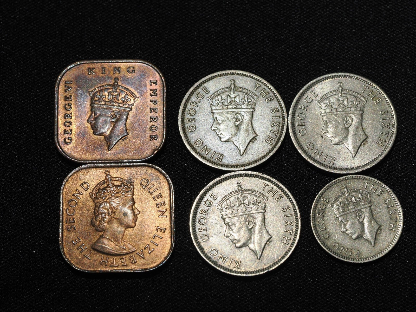 Selection of Malaya coins 1c 1943, 1961- 10c 1950,1948,1941-5c 19501