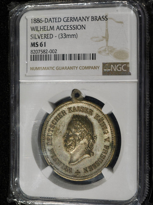 1886 GERMANY Emperor WILHELM I 25 Year Reign medallion-slabbed1