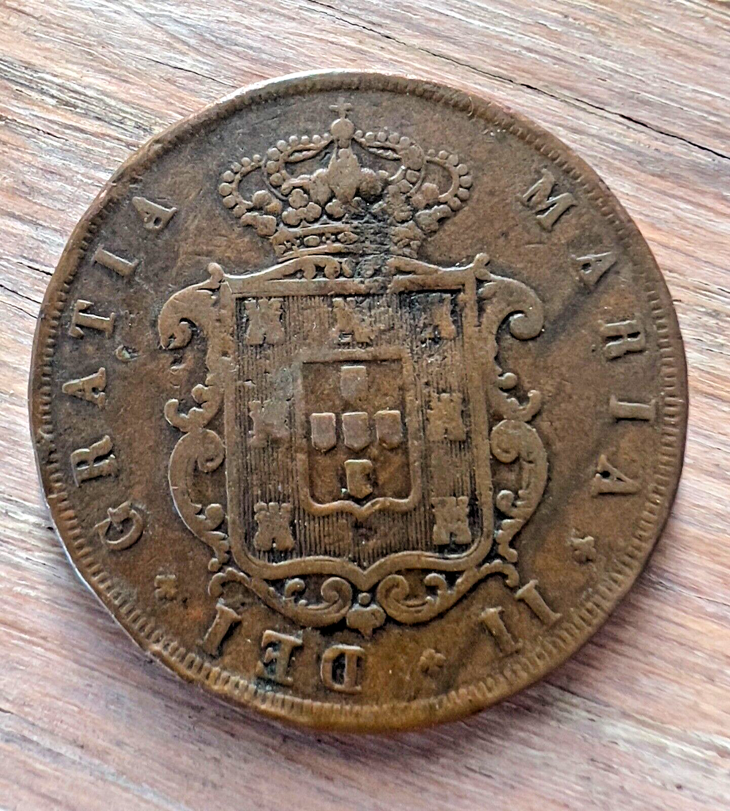 1848, Portugal, 10 Reis, Maria II, Copper,1
