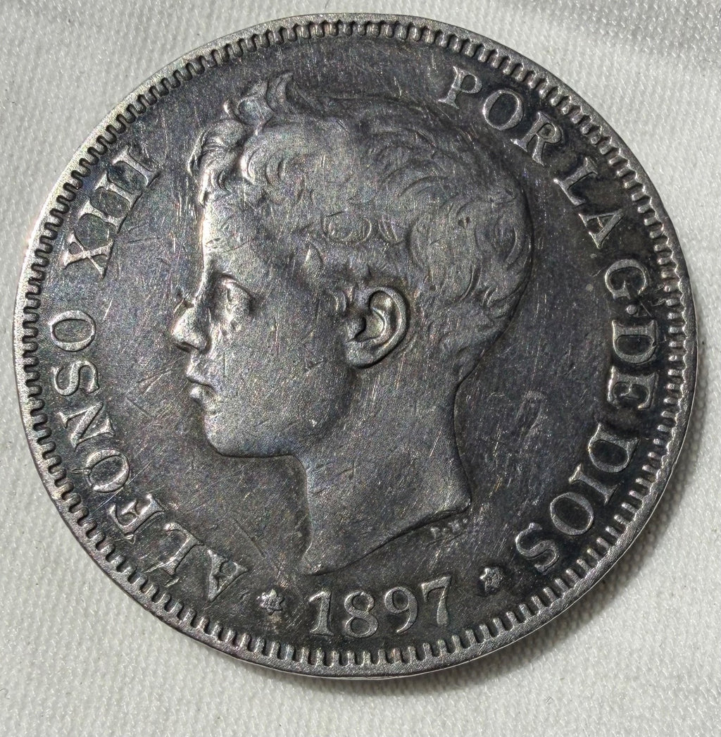 Kingdom of Spain - Alfonso XIII (1886-1931), 1897 Silver 5 Pesetas.0
