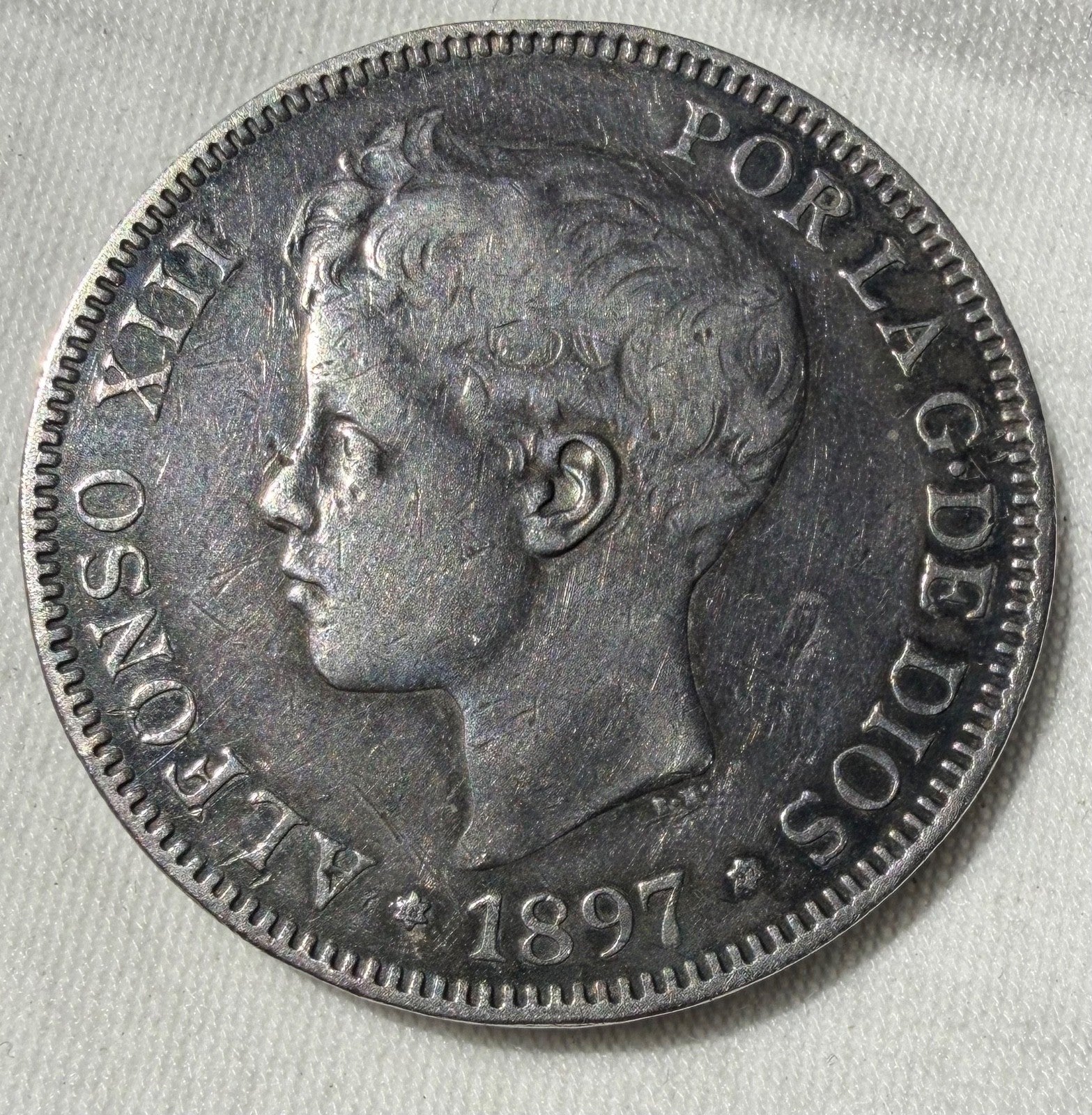 Kingdom of Spain - Alfonso XIII (1886-1931), 1897 Silver 5 Pesetas.0