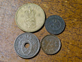 4 coins of Denmark 2 Ore 1912, 1916-5 Ore 1928-2 Krone 19480