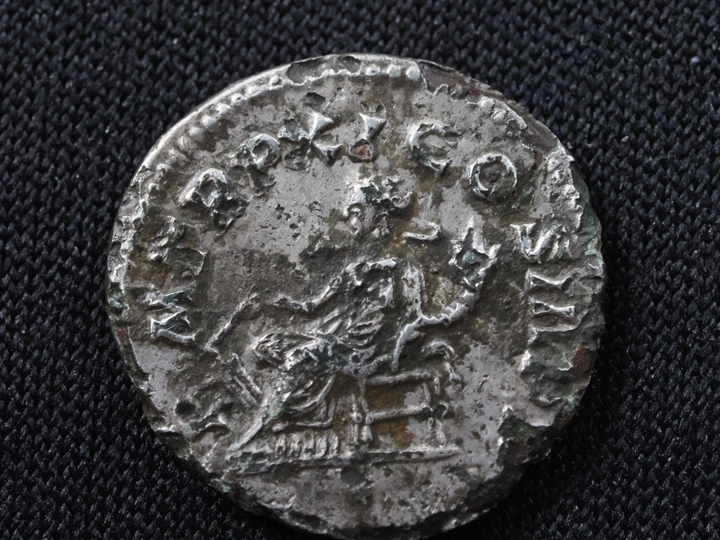 Septimus Severus fourrée denarius-Fortuna seated  reverse.1