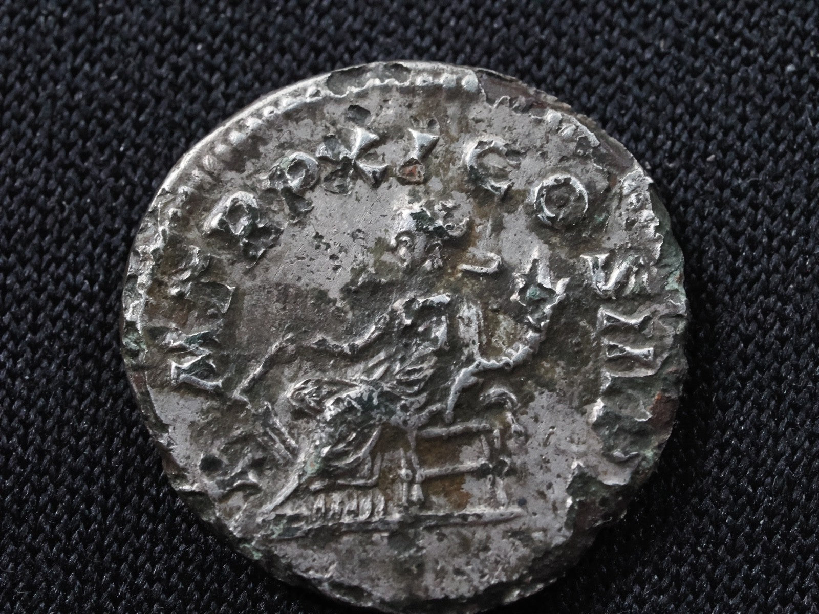 Septimus Severus fourrée denarius-Fortuna seated  reverse.1
