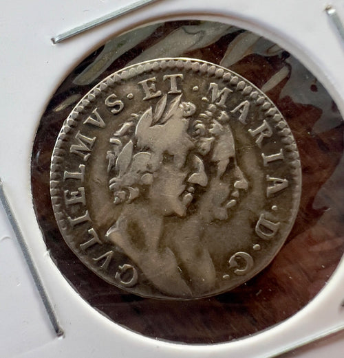 1689 WILLIAM & MARY MAUNDY FOURPENCE - GV Below Bust0