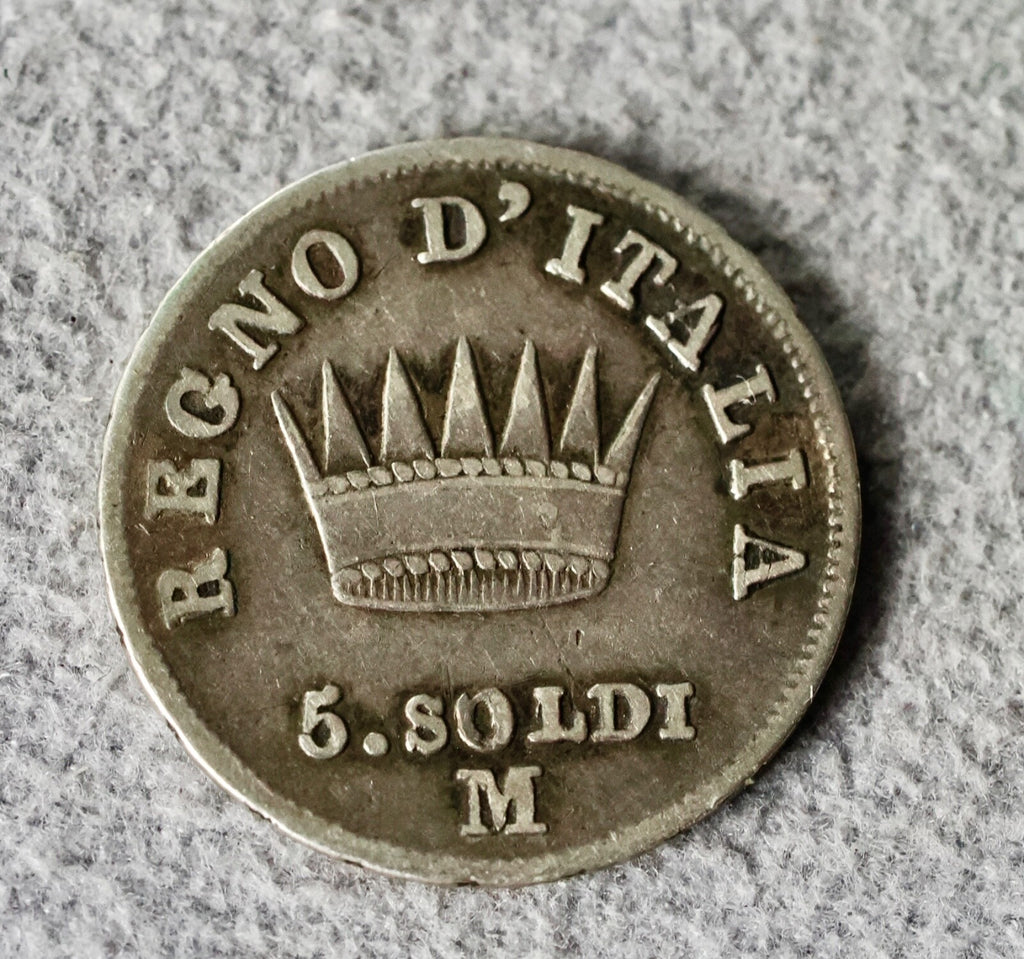 Italy 5 Soldi  1811 M, 1 over 1 overstrike in date1