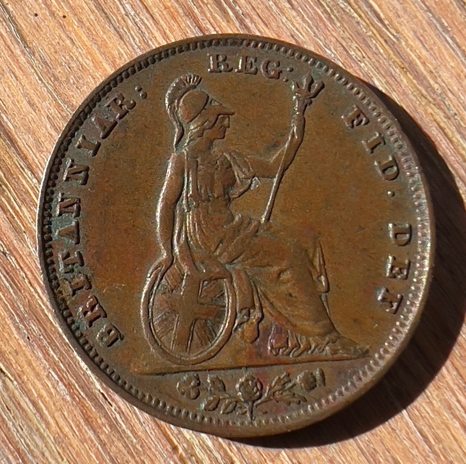 1839 Farthing - Queen Victoria Young Head Coin - 2 Pronged Trident -high grade1