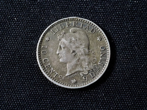 1882 Argentina Silver 10 Centavos