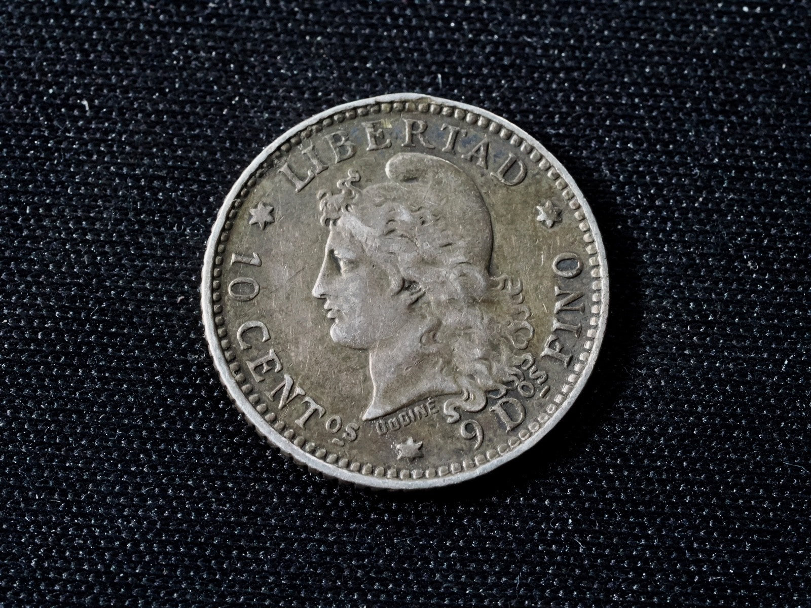 1882 Argentina Silver 10 Centavos0