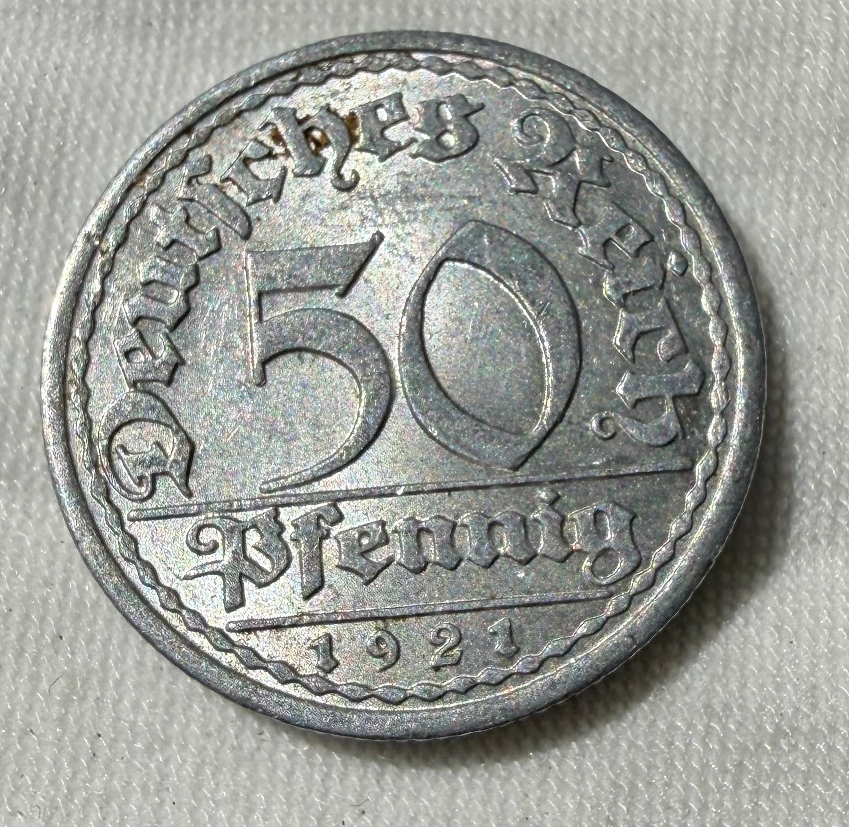Germany 50 Pfennig 1921A-high grade with lustre