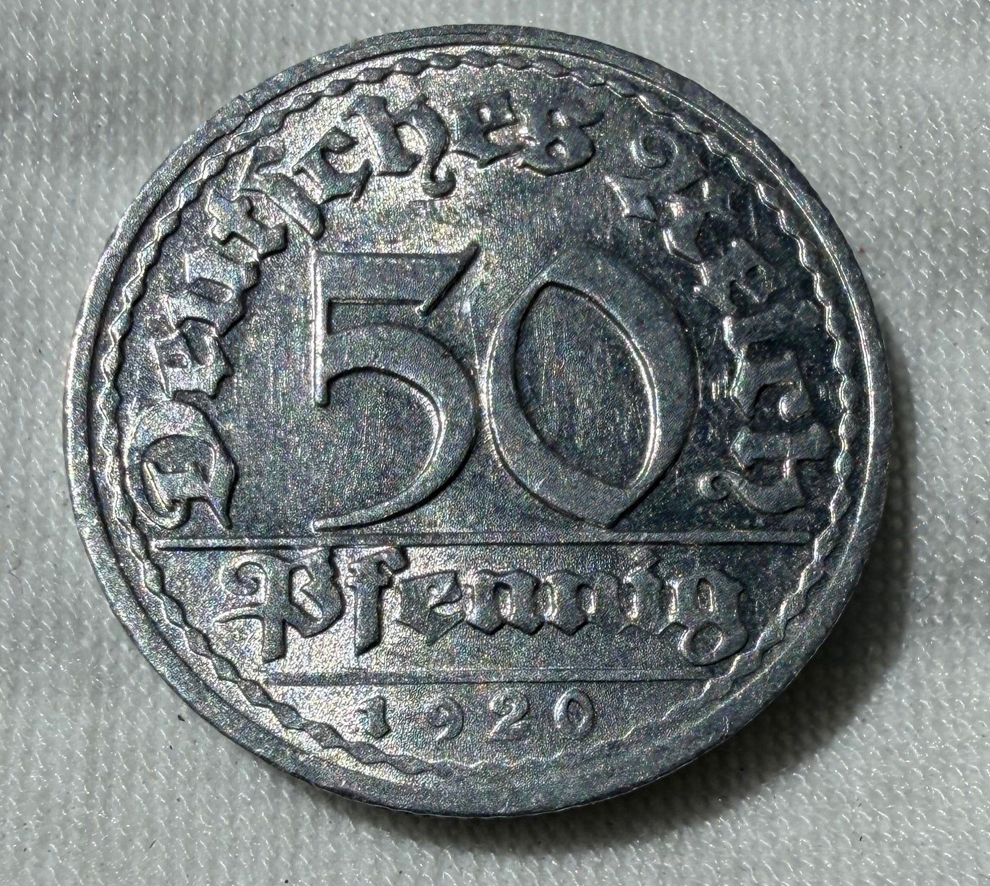 Germany 50 Pfennig 1920D-high grade with lustre