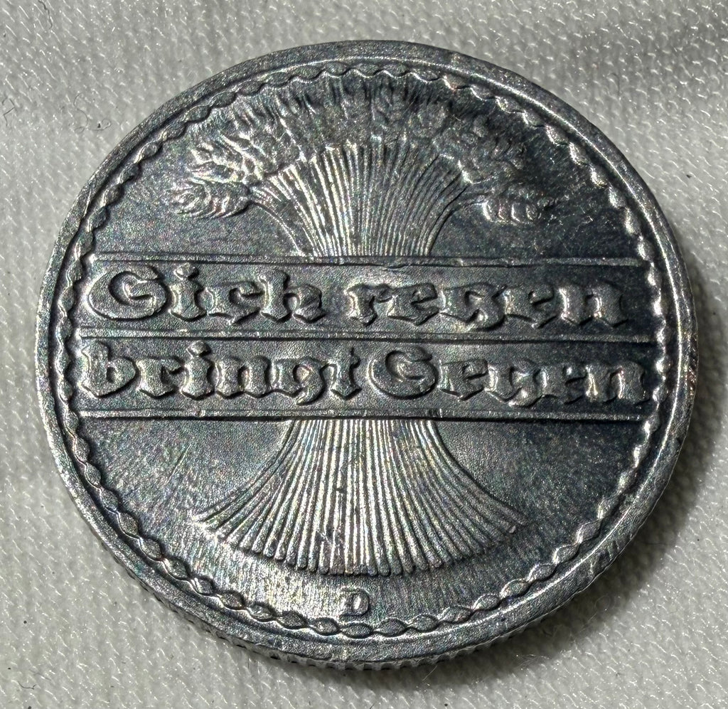 Germany 50 Pfennig 1922D-high grade with lustre