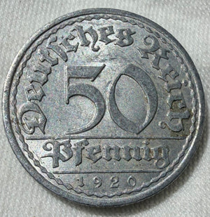 Germany 50 Pfennig 1920A-high grade with lustre