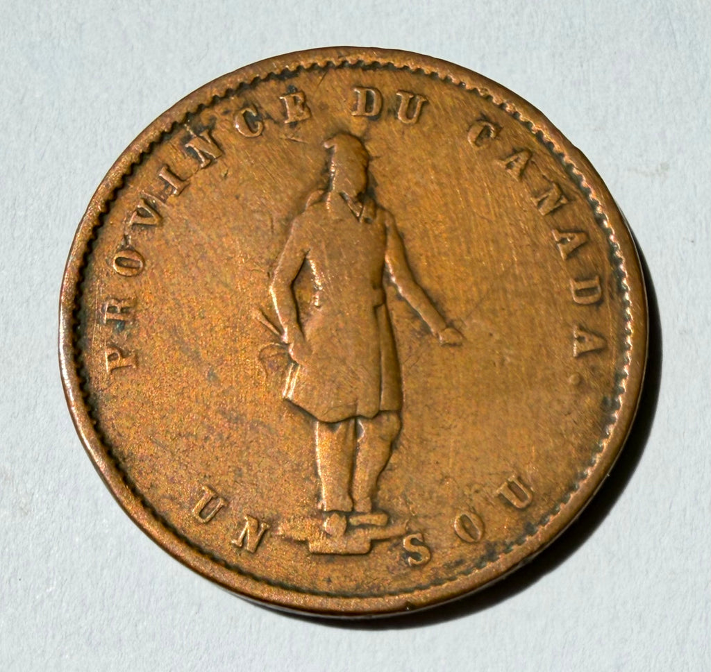 Canada 1852 Halfpenny Quebec bank token-Die crack between V and I of Province-cleaned