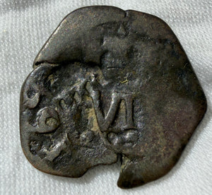 Spain - Felipe IV 1636 VI maravedis resello-countermarked coin