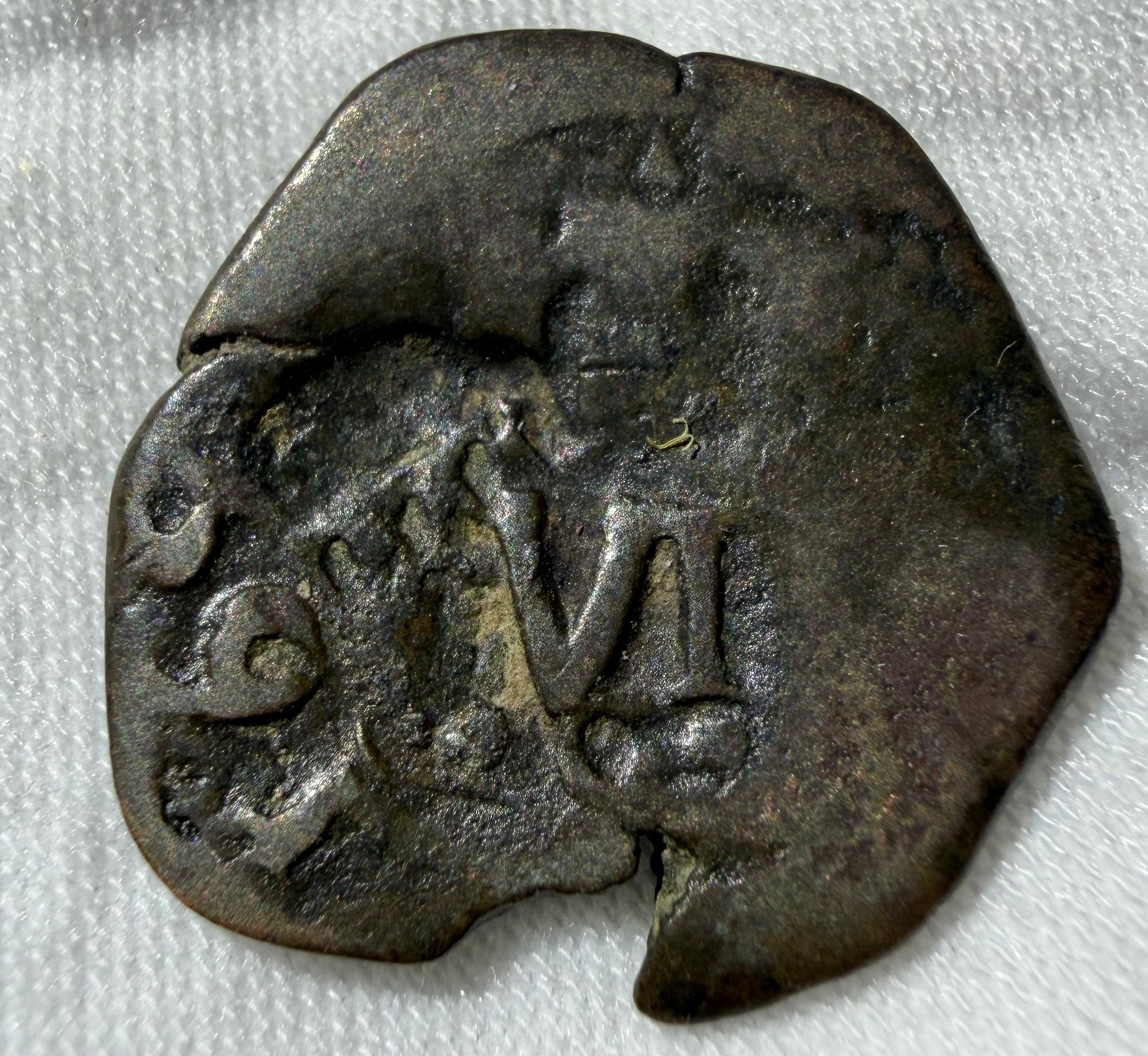 Spain - Felipe IV 1636 VI maravedis resello-countermarked coin