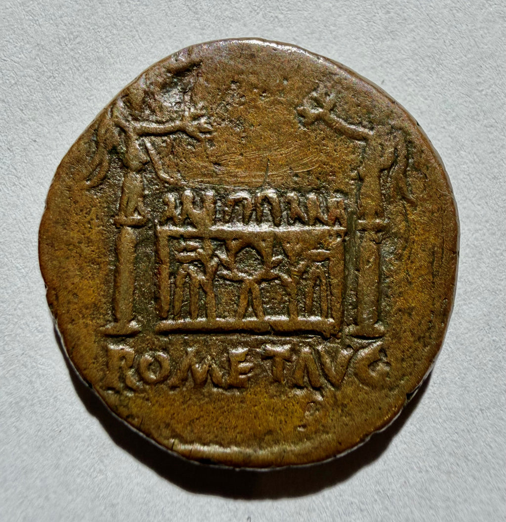 Roman Divus Augustus Ae As ROM ET AVG Altar Of Lugdunum Lyons 9-14AD-high grade