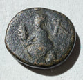 Phraates V Dichalkon 12mm. Bust left with 2 Victories/seated female with palm branch 2BC-4AD