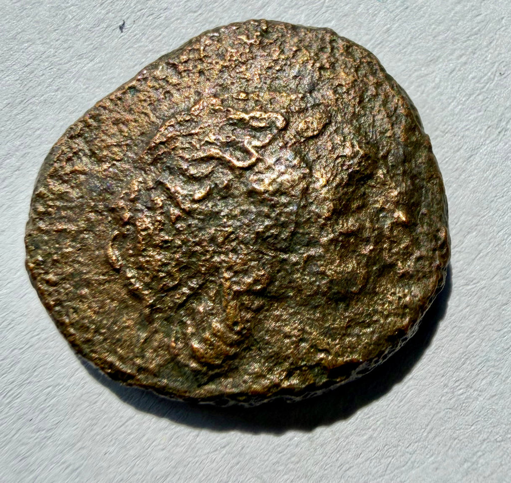 Roman Republic Bronze Semuncia - Saturn right. Prow left unusually ? unrecorded