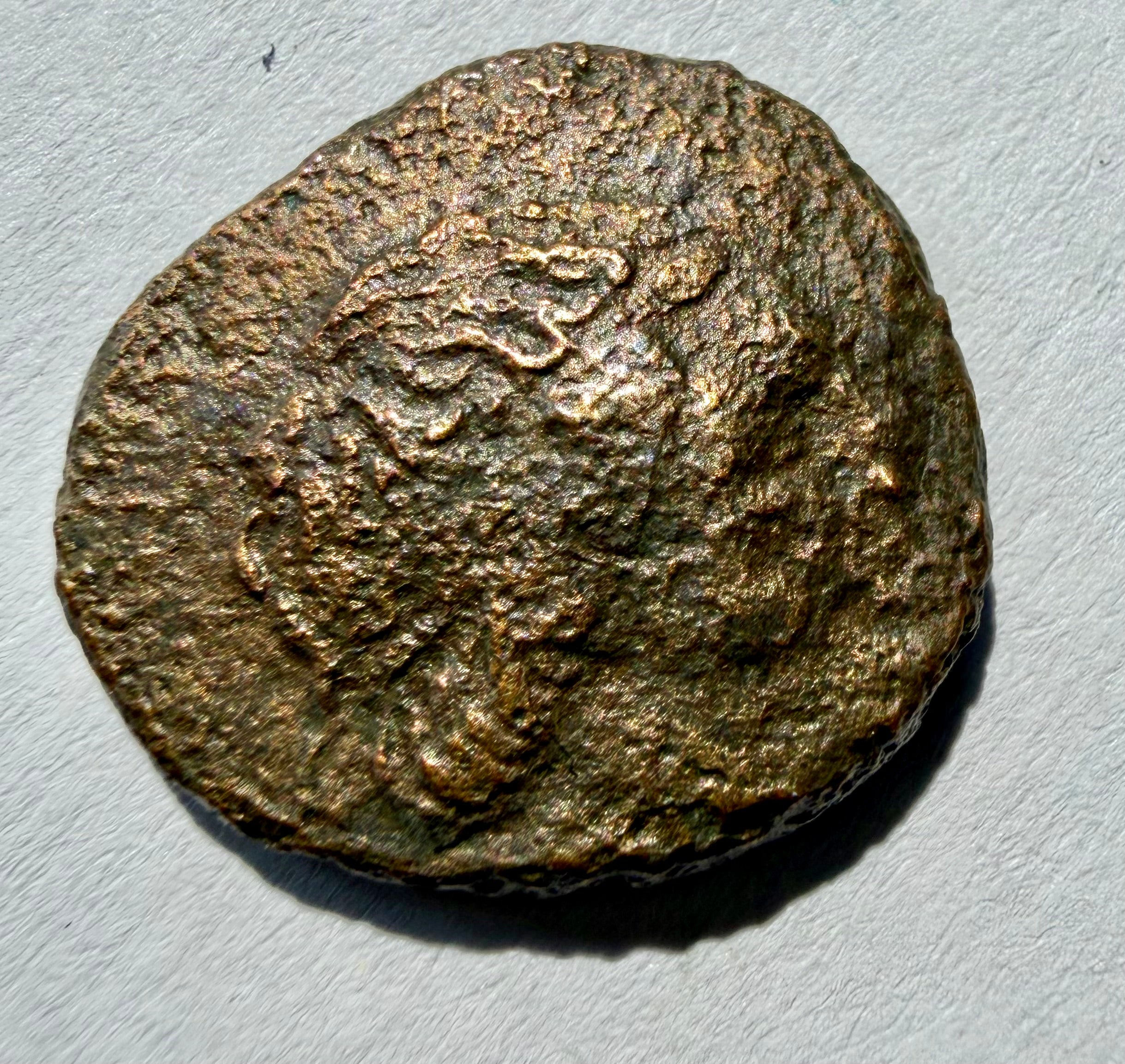 Roman Republic Bronze Semuncia - Saturn right. Prow left unusually ? unrecorded