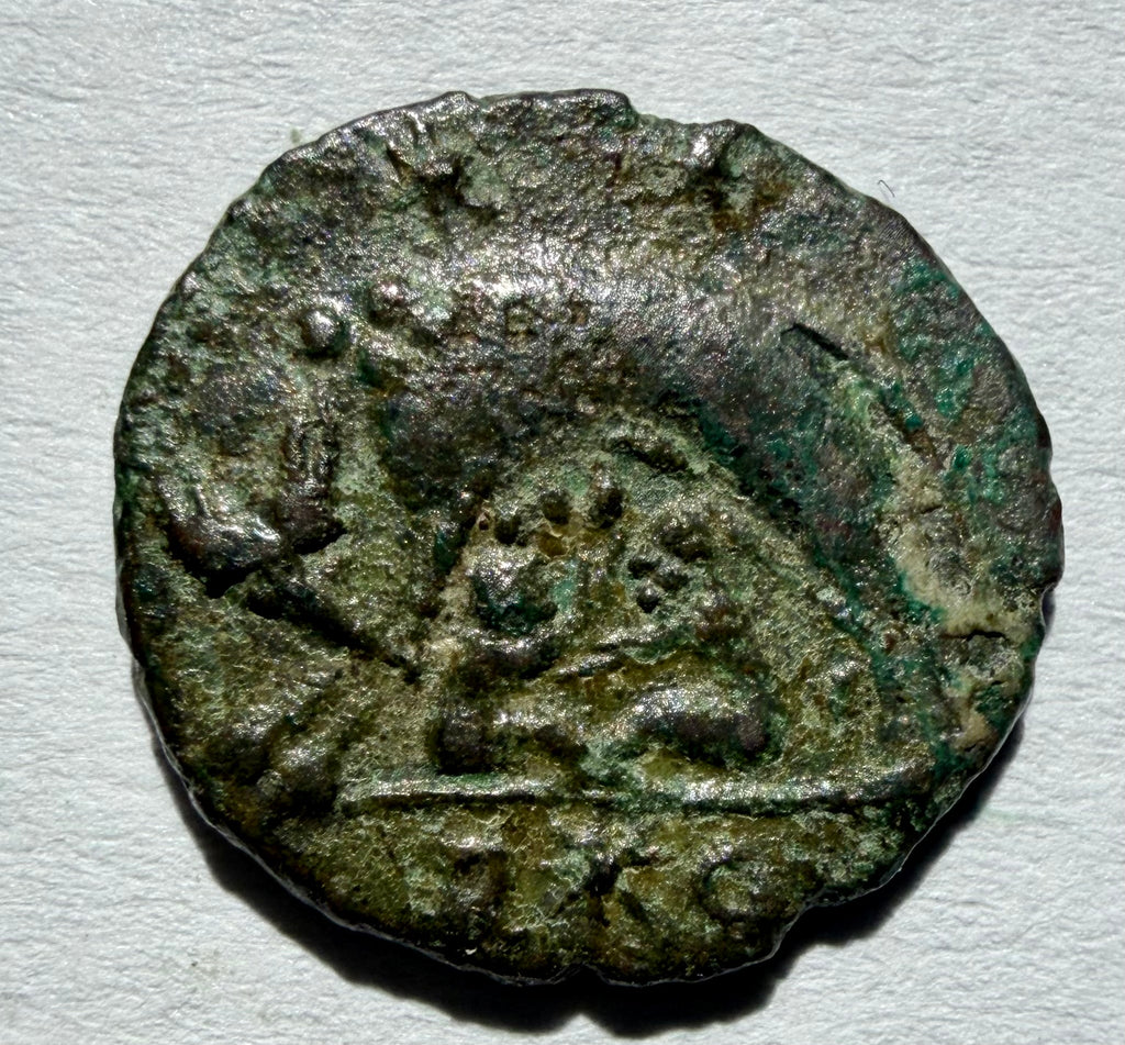 Constantine I ae3/4 commemerative-Romulus and Remus-R * Q in exergue-Rome