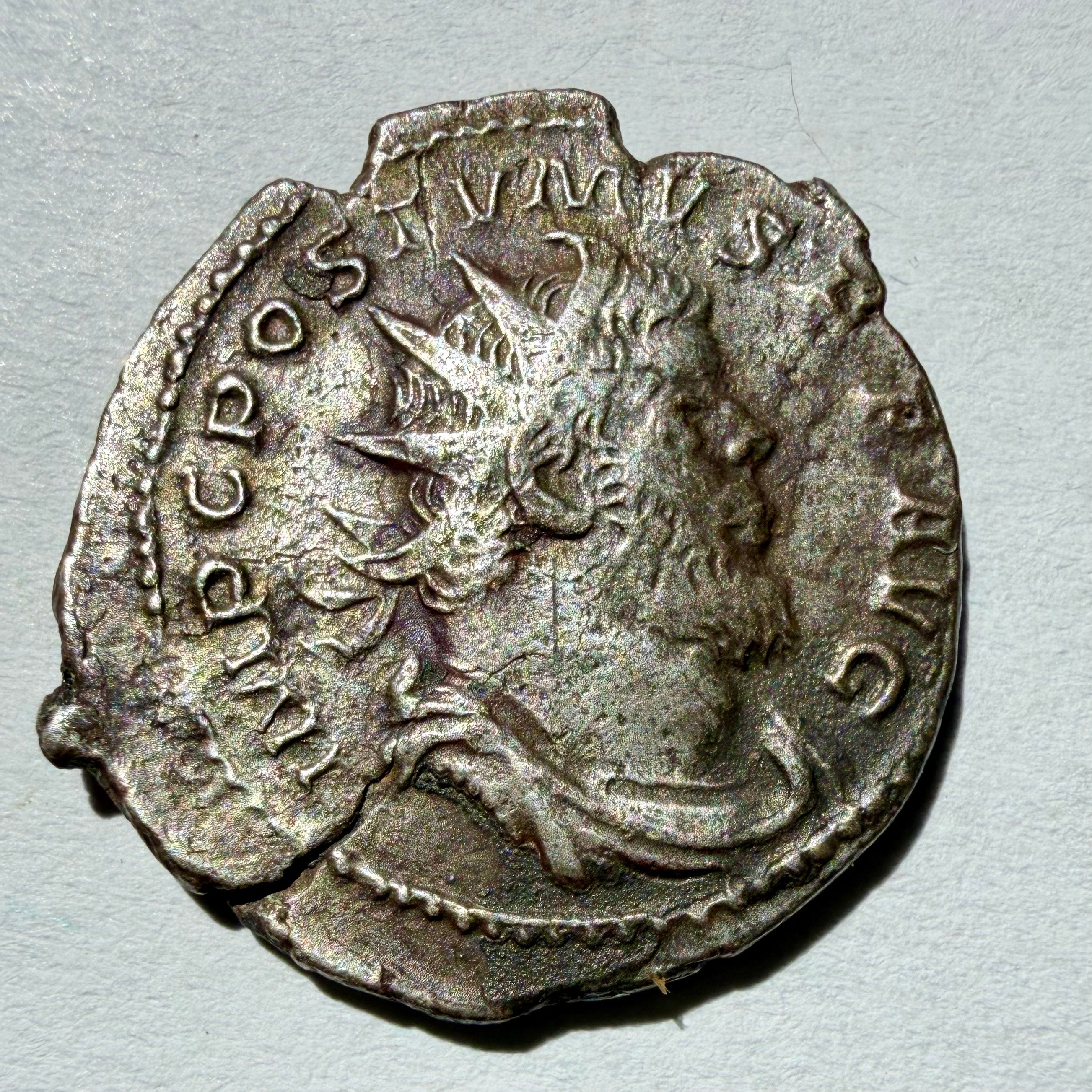 Postumus, Silver antoninianus. Trier, AD 261. - LAETITIA AVG, galley left.