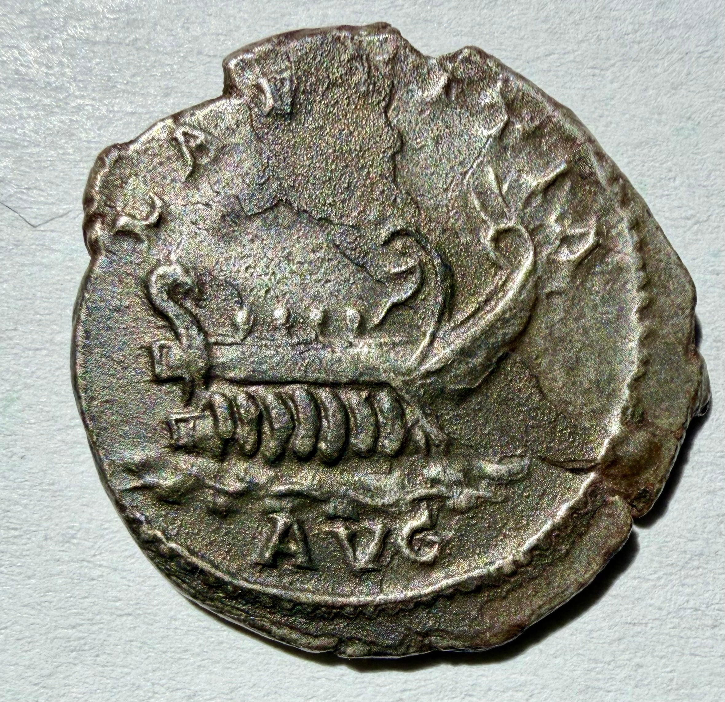 Postumus, Silver antoninianus. Trier, AD 261. - LAETITIA AVG, galley left.