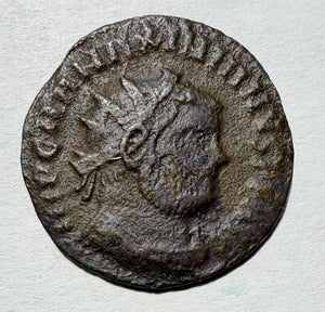 Maximianus antoninianus CONCORDIA MILITVM reverse. KE in field-Cyzicus