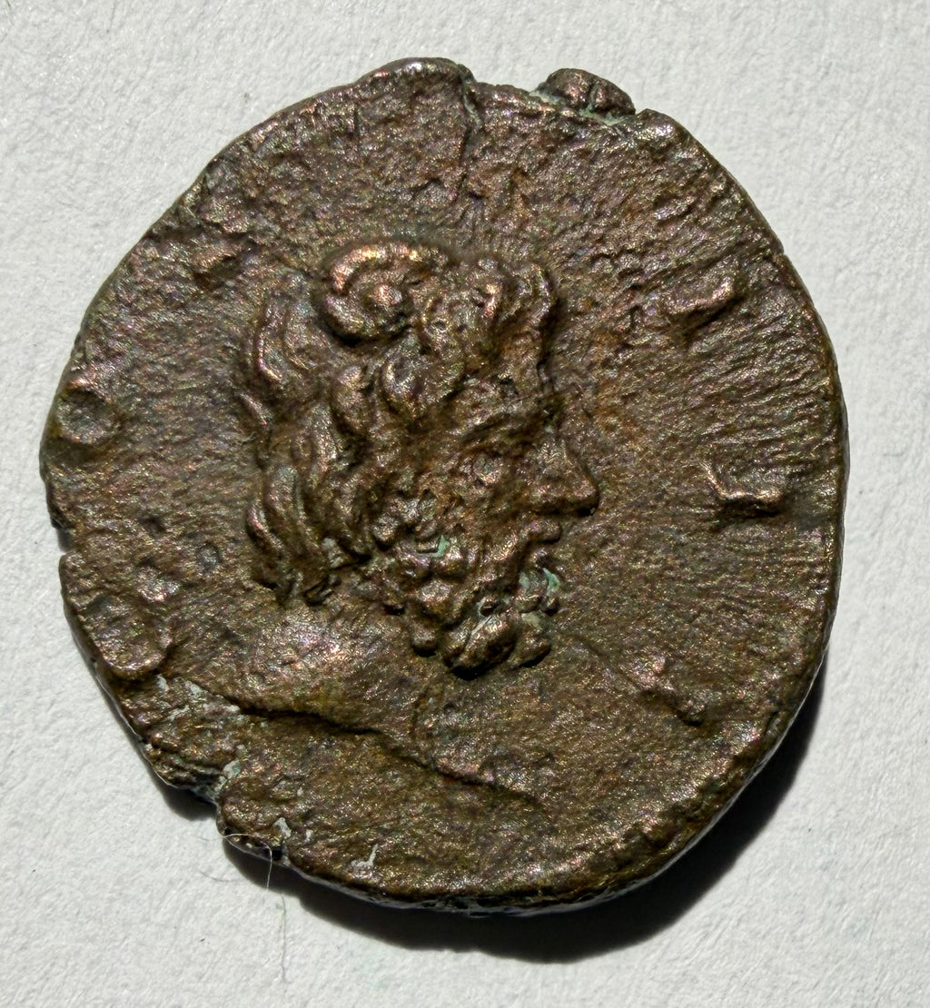 Marcus Aurelius ae 18, Bostra, Horned head of Zeus Ammon right
