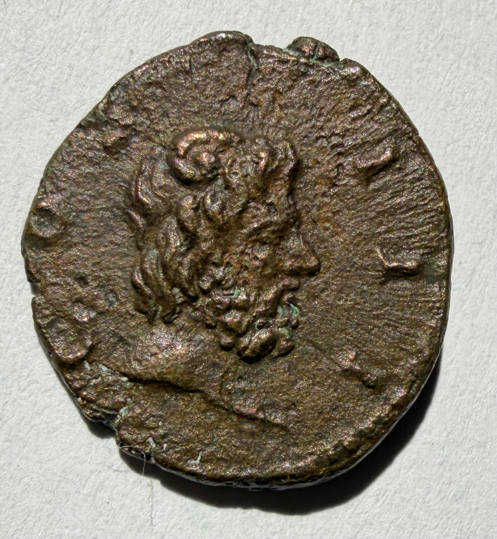 Marcus Aurelius ae 18, Bostra, Horned head of Zeus Ammon right