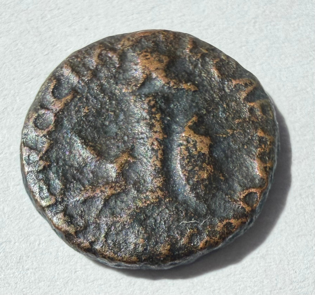 Nero, Quadrans, 62-68, Rome,Column bearing helmet; shield depicting a gorgoneion