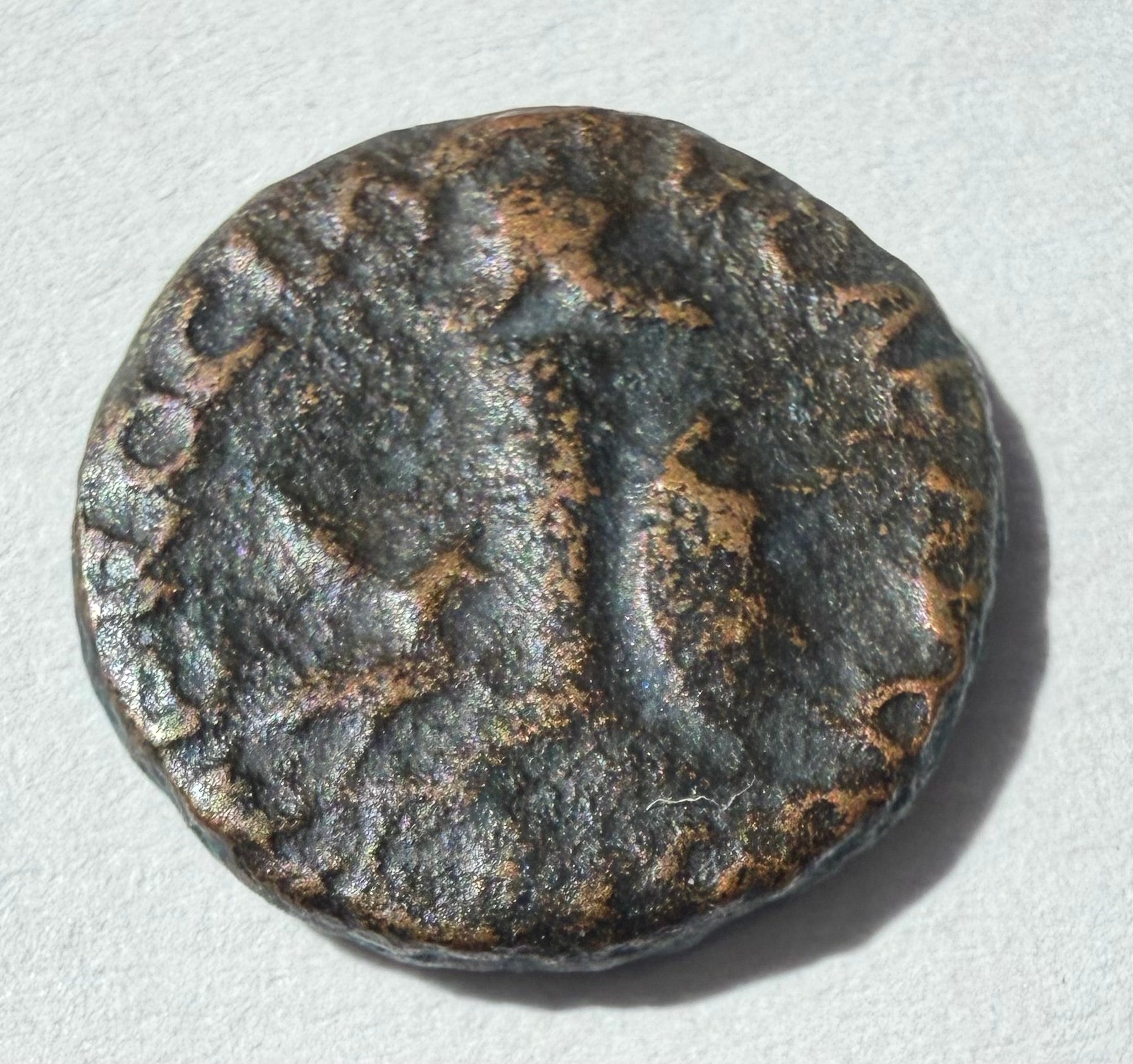 Nero, Quadrans, 62-68, Rome,Column bearing helmet; shield depicting a gorgoneion