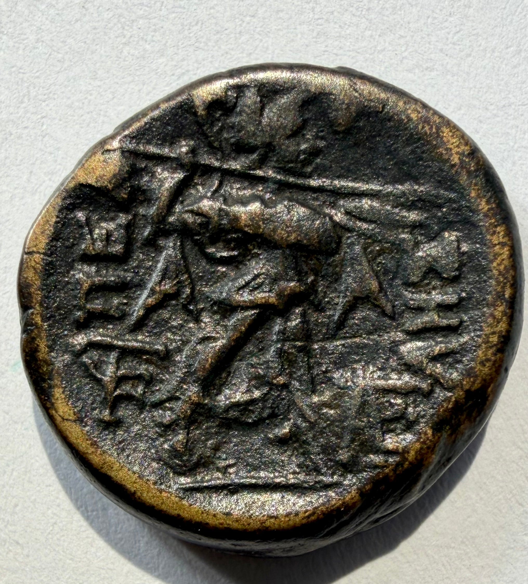 Pella Macedonia bronze AE22-Pan and Athena-Superb portrait-BMC 8